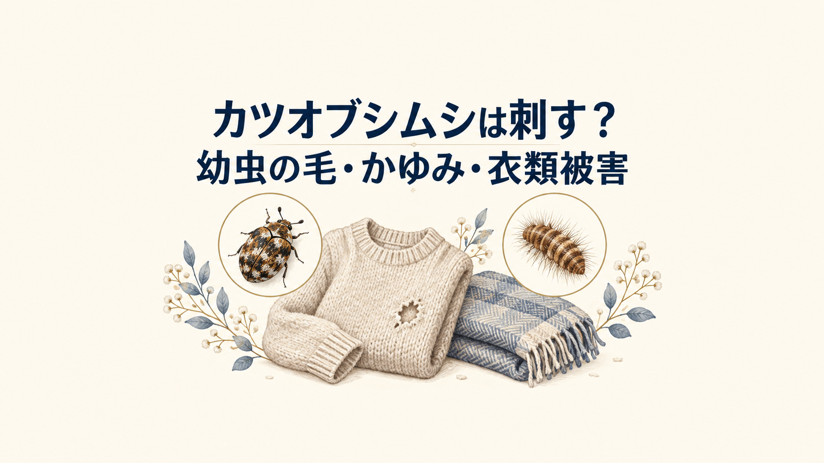 カツオブシムシは刺す？幼虫の毛・かゆみと衣類被害を切り分ける